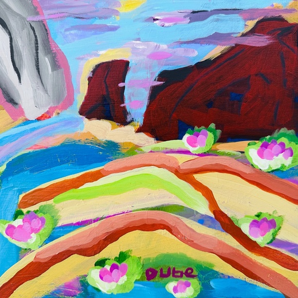 Original Painting Modern Impressionism Landscape River Mountains 11" x 14" Wood - Picture 7 of 10